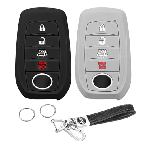 QBUC 2PCS for Toyota Key Fob Cover Silicone 4 Button Key Case for Toyota 2019 Land Cruiser 20212025 Venza RAV4 Corolla Grand Highlander Tundra Crown 20222025Tacoma TRD Corolla SE Camry XSE