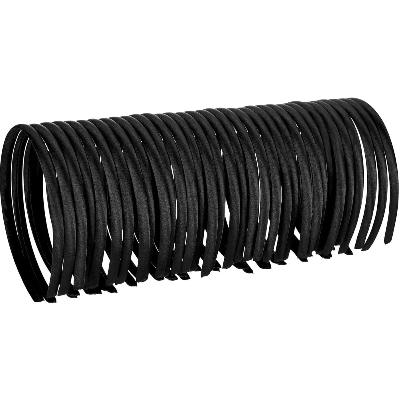 Blulu 50 Pieces Satin Headbands Black Satin Covered Hairbands Ribbon Hair Accessories for Women DIY Craft1 cm Wide