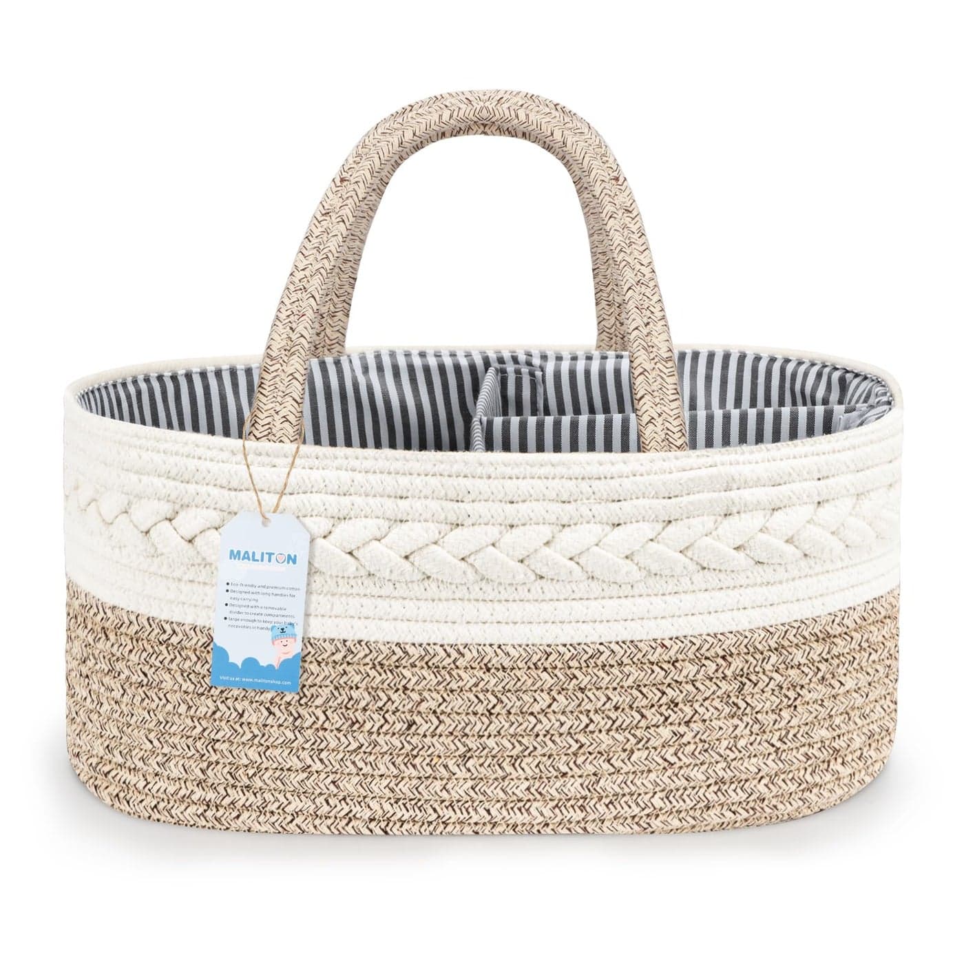 Maliton Extra Large Baby Diaper Caddy Organizer Cotton Rope Nursery Basket Portable Diaper Organizer for changing table Car Diaper Storage Organizer for Baby Stuff Baby Shower Gifts for Newborn
