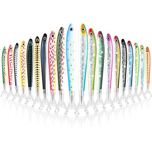 Meanplan Fish Pen Favors Gifts Cute Fishing Party Decorations Creative Glitter Ballpoint Pens for Adults Office Birthday Themed Party Decor20 Pack