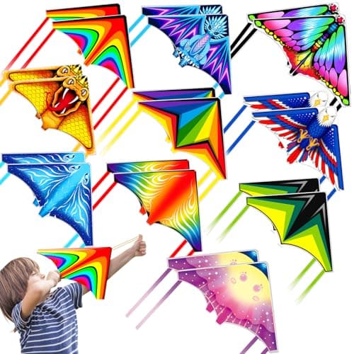 TCVENTS 20 Pack Mini Kites for Boys Girls 35 6 7 8 Gift Party Favors Finger Launcher Kites Easy to Fly Ejection Kite for Kids Teens Ages 418 Park Backyard Outdoor Flying Toys 10 Patterns