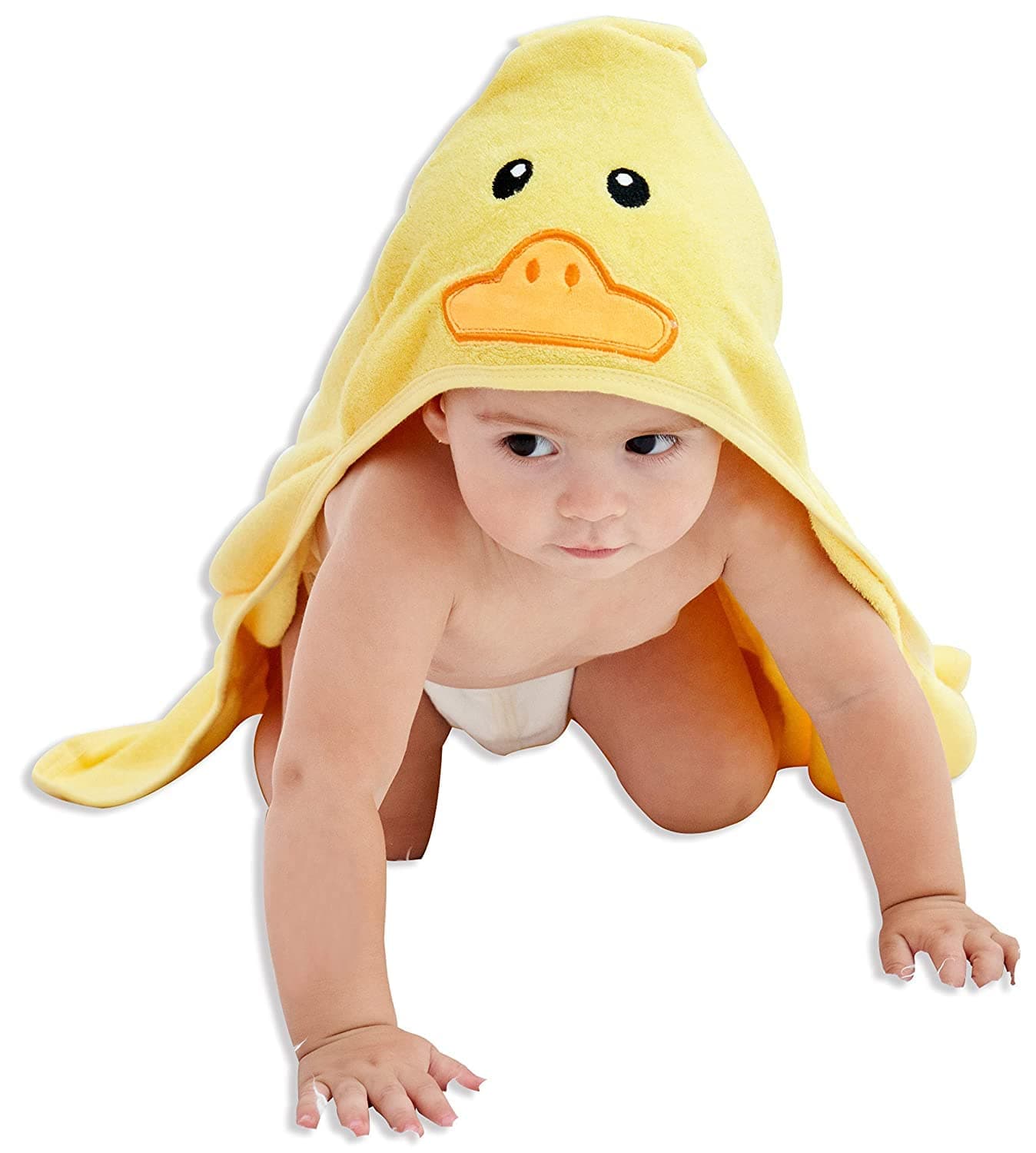 HIPHOP PANDA Hooded Towel Rayon Made from Bamboo Bath Towel with Bear Ears for Newborn Babie Toddler Infant Absorbent Large Baby Towel Yellow Duck 215 x 225 Inch