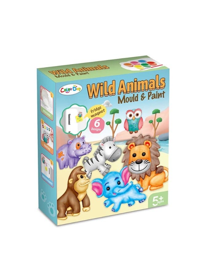 DIY Wild Animal Plaster Fridge Magnet Mould Paint Kit, 6 Pcs 3D Animal DIY Graffiti Craft Toy, Educational Art Craft Gift for Kids 5+, Holiday Birthday Present for Halloween Easter Christmas