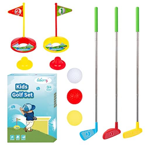Liberry Toddler Golf Set Retractable Toy Golf Clubs for Kids Ages 2 3 4 5 Indoor and Outdoor Sports Games Birthday Gift for Boys Girls