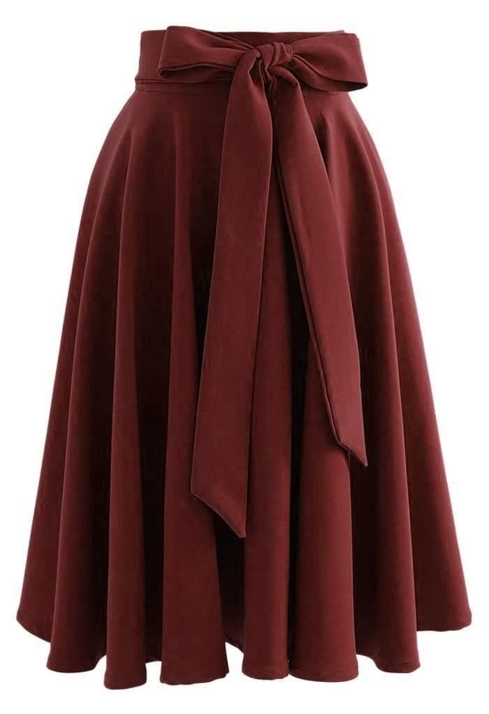 JANAK Creation Women's Poly Crepe Skirt (Maroon)