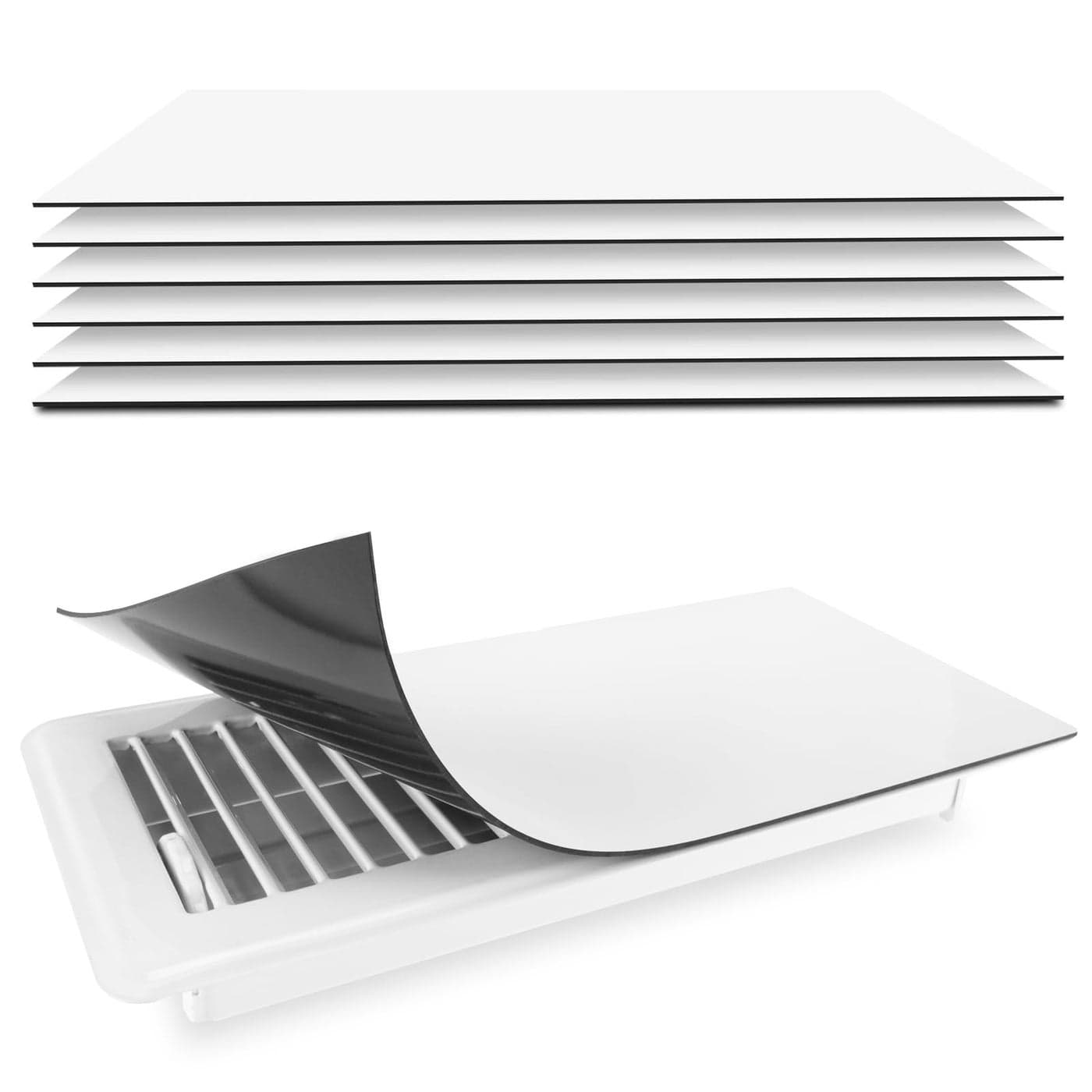 Zipcase 6 Pack Strong Magnetic Vent Covers for Home Ceiling 55 inch X 12 inch Vent Covers for Standard Air Registers for Floor Wall RV Home HVAC AC and Furnace Vents Pure White