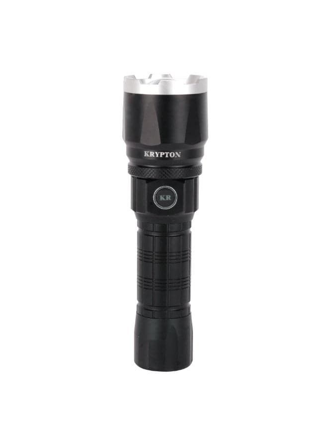 Rechargeable LED Flashlight, 2500 Lumens, 20W Power, 1000m Beam, 5000mAh Battery, 10H Runtime, Type-C Charging Black
