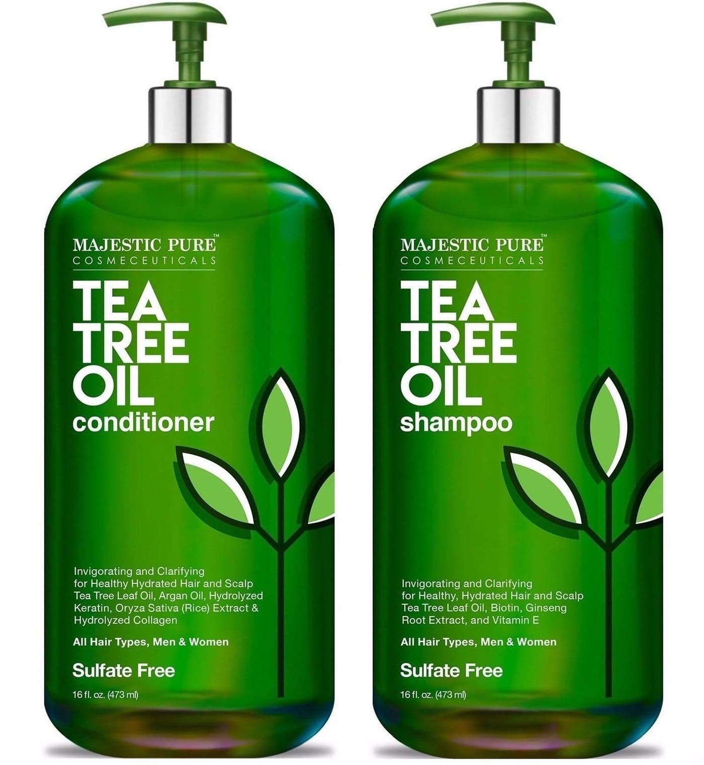 Majestic Pure Tea Tree Shampoo for Men and Women Hydrating Formula Fights Dandruff Lice and Itchy Irritating or Dry Scalp For All Hair Types Sulfate Free 16 fl oz pack of 2