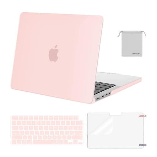 MOSISO Compatible with MacBook Pro 14 inch Case M5 2026 M4 2025 M3 M2 M1 20242021 A3427 A3426 A3434 A3112 A3185 A3401 A2918 A2992 A2779 A2442Hard CaseKeyboard SkinScreenFilmPouch Chalk Pink