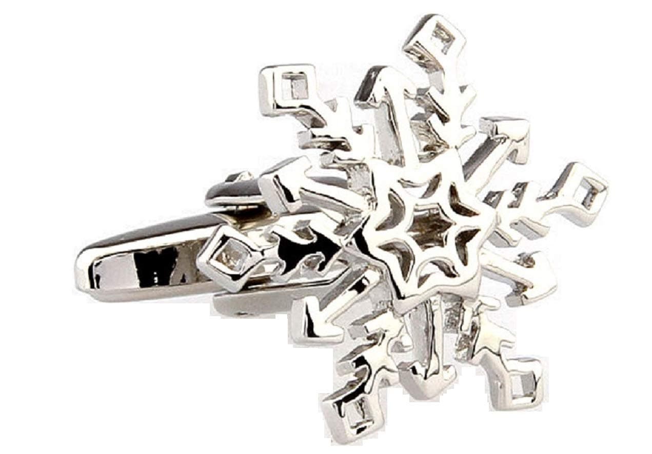 MRCUFF Snowflake Cut Out Winter Christmas Pair Cufflinks in a Presentation Gift Box & Polishing Cloth