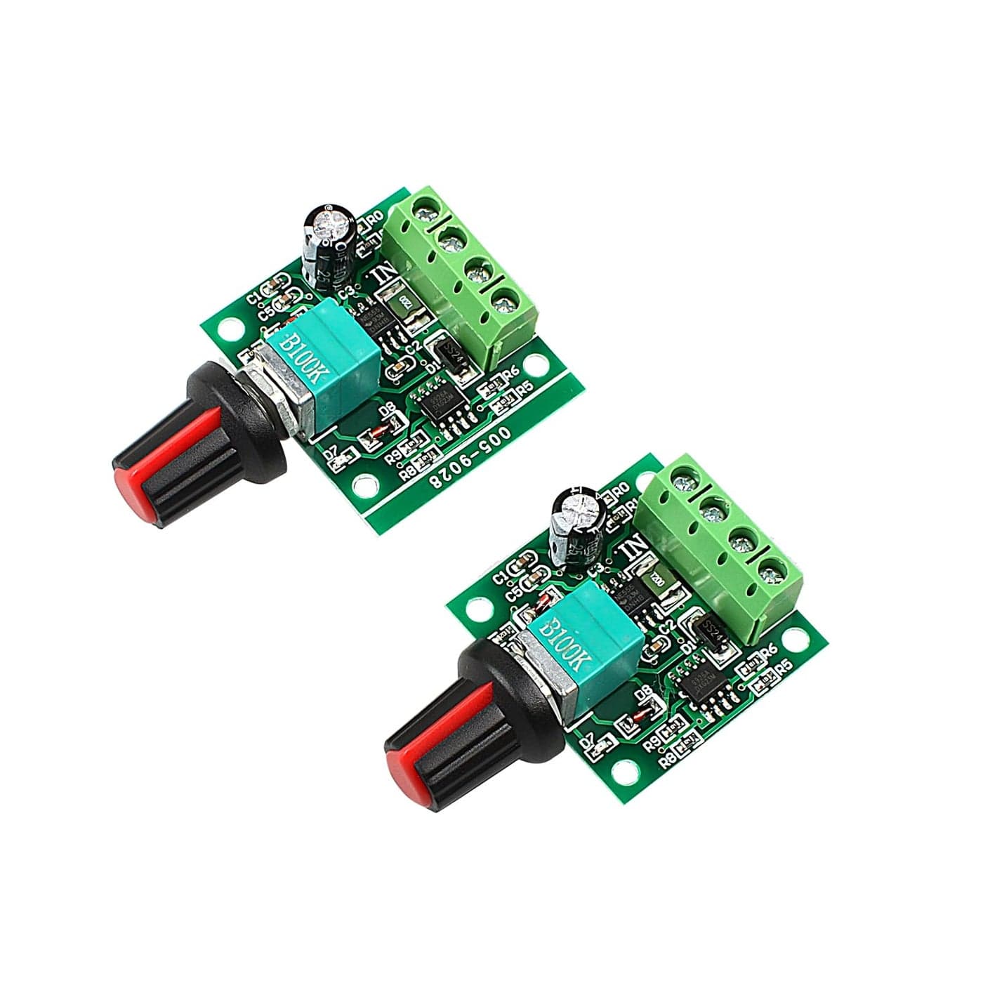 Exqutoo 2Pack PWM Speed Controller Adjustable Driver Switch Low Voltage DC Motor Speed Controller with Speed Control Knob 18v 3v 5v 6v 12v 2A 30W