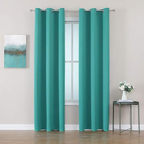 ChrisDowa Grommet Room Darkening Curtains for Bedroom and Living Room 2 Panels Set Thermal Insulated Blackout Curtains Teal 42W x 84L