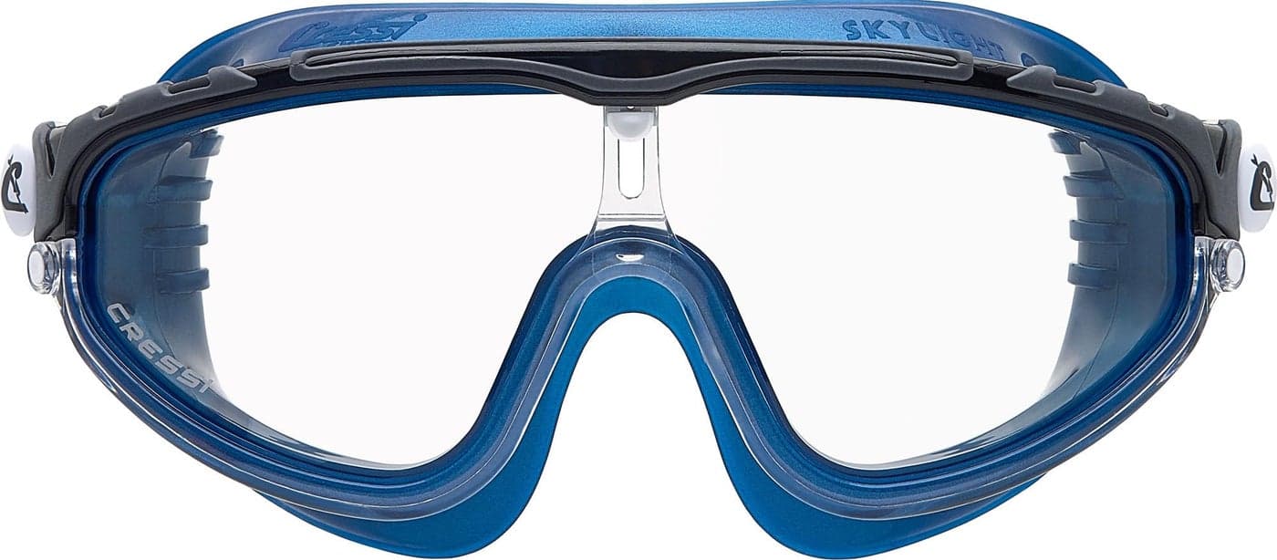 Cressi Skylight Swim Goggles - Mono-Lens Comfort & Secure Strap for Swimming Gear - UV400 Anti-Fog Lenses for Water Goggles - Blue Metal