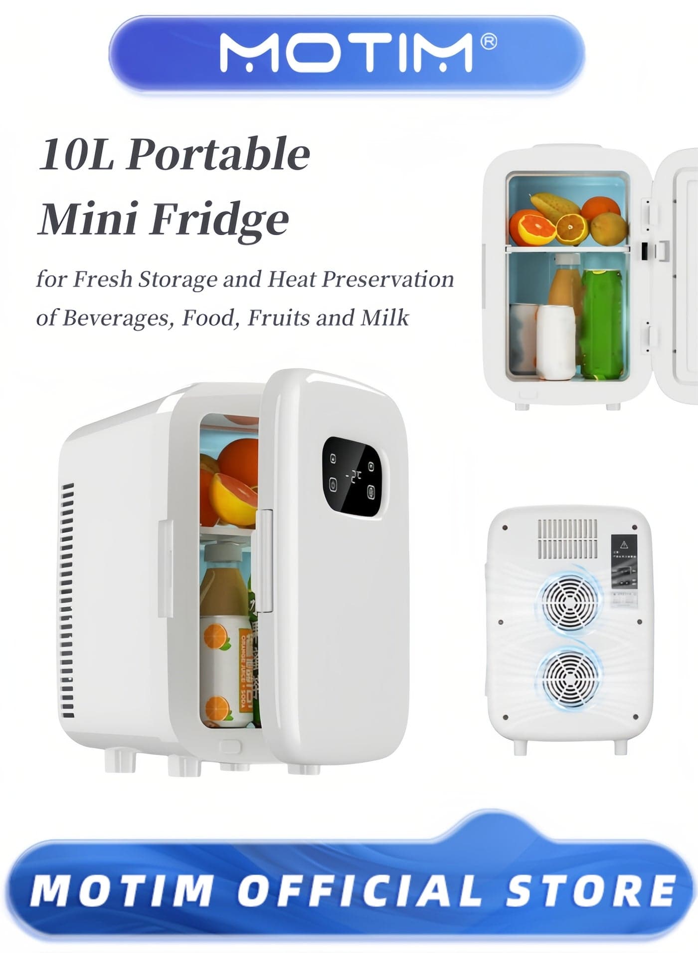 Mini Fridge 10 Liter Portable Cooler and Warmer Personal Fridge for Skin Care Cosmetics Food Great for Bedroom Office Car Dorm