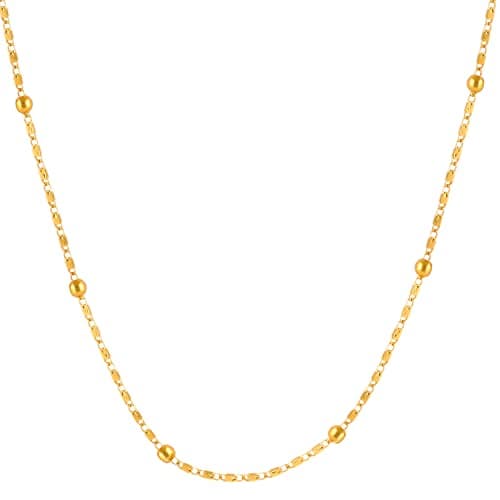 Fashion Frill Elegant Golden Chain Thin Light Weighted Gold Plated Gold Chain For Men Boys Women 28 Inches