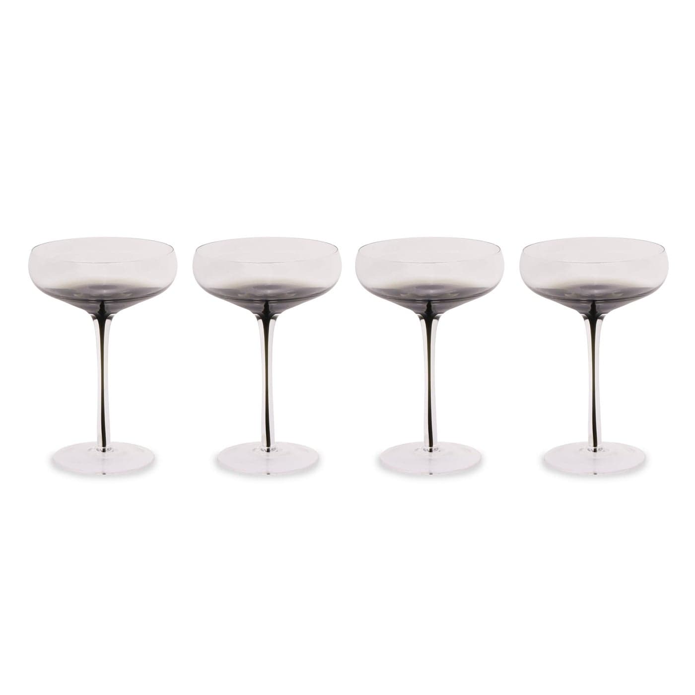 Aroma360 Hotel Collection Smoke Stem Champagne Glasses Smoky Black Champagne and Coupe Flutes to Elevate Every Special Moment that Calls for Sparkling Wine 4 Glasses Coupe
