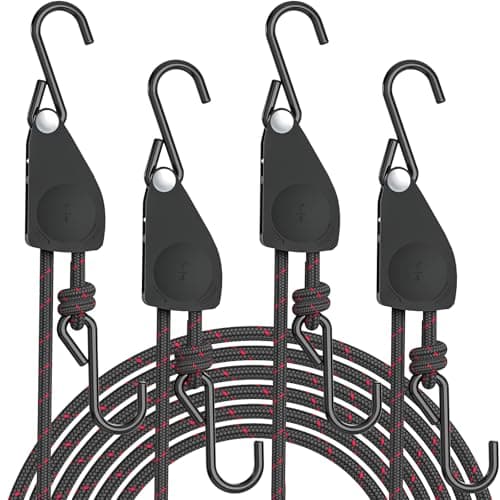 Kayak Straps Tie Downs 4 Pack Roof Rack Straps Adjustable Ratchet Tie Down Straps with Lock S Hooks 14 Inch 12 Feet Ratchet Straps Heavy Duty for Small Cargo Kayak Packing Camping Gear