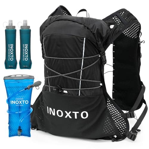 IX INOXTO Running Vest Hydration Backpack Lightweight Running Backpack Hydration Pack with 16L Water Bladder Daypack for Trail Running Hiking Cycling Race Marathon for Women Men Black