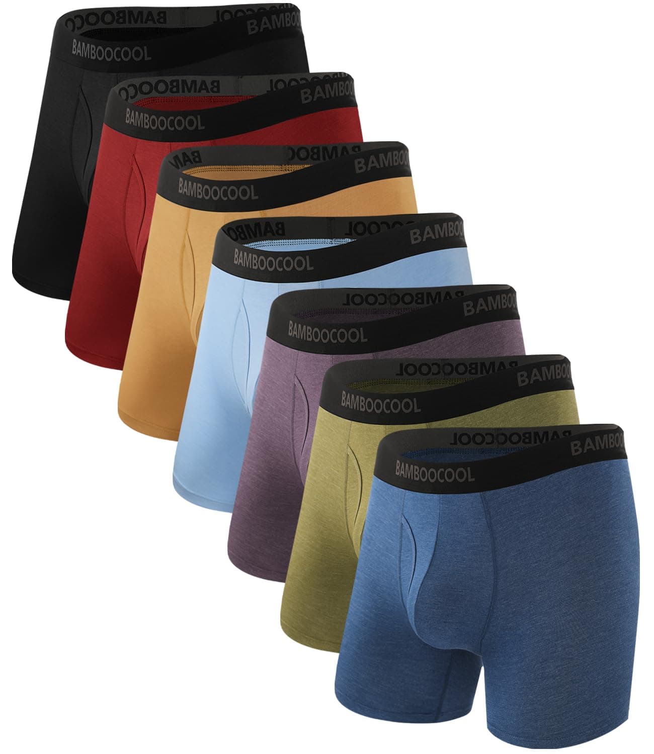 BAMBOO COOL Men's Underwear Breathable Boxer Briefs with Fly Moisture-Wicking Lightweight Underwear