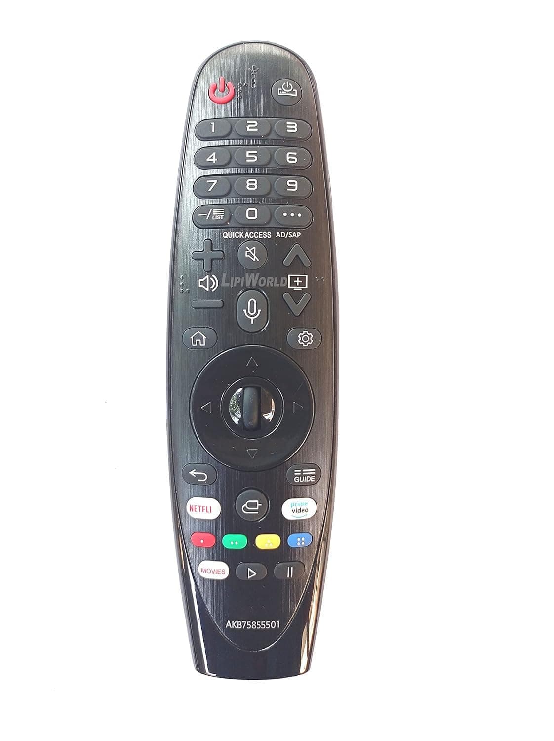 LipiWorld® AKB75855501 Led LCD Smart TV Remote Control with Prime Video Netflix Function (Without Voice Function) Compatible for LG Led Remote