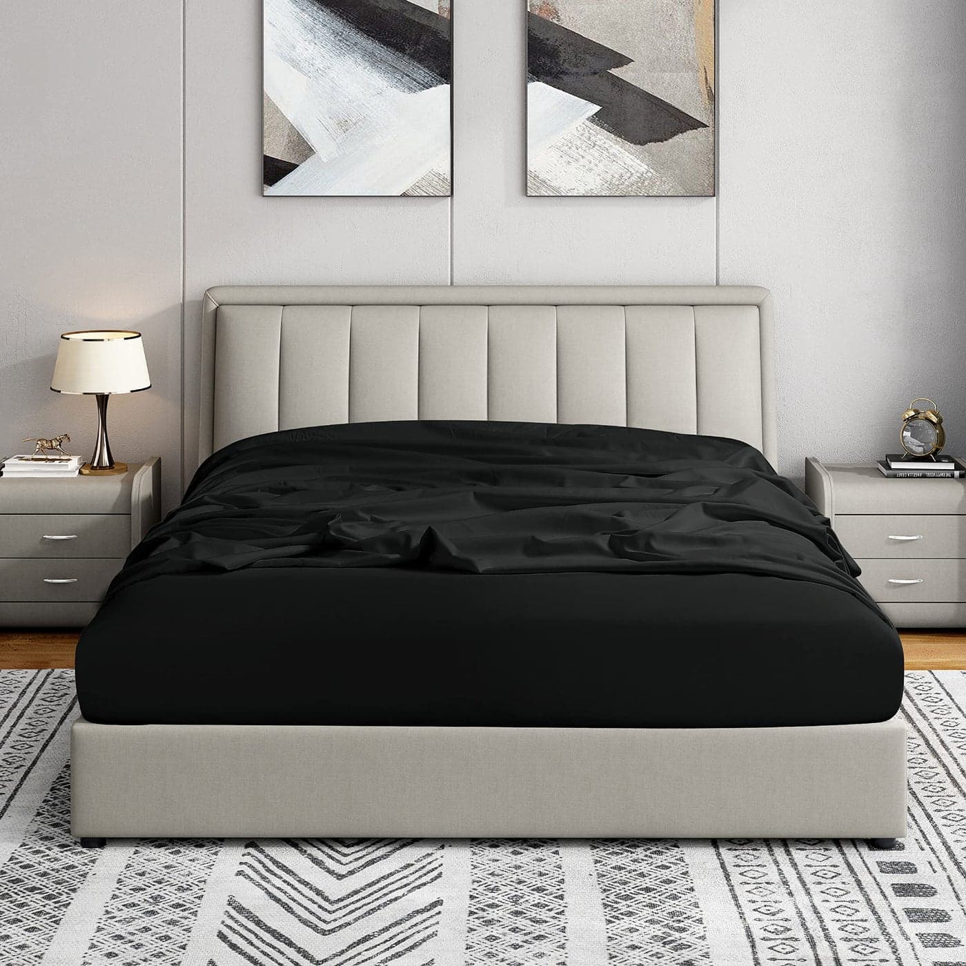 Cathay Home Queen Fitted Sheet Double Brushed Ultra Soft Wrinkle Fade Resistant 14 Standard Pocket Fitted Sheet Only Good Fit for 1216 Deep Mattress Queen Black