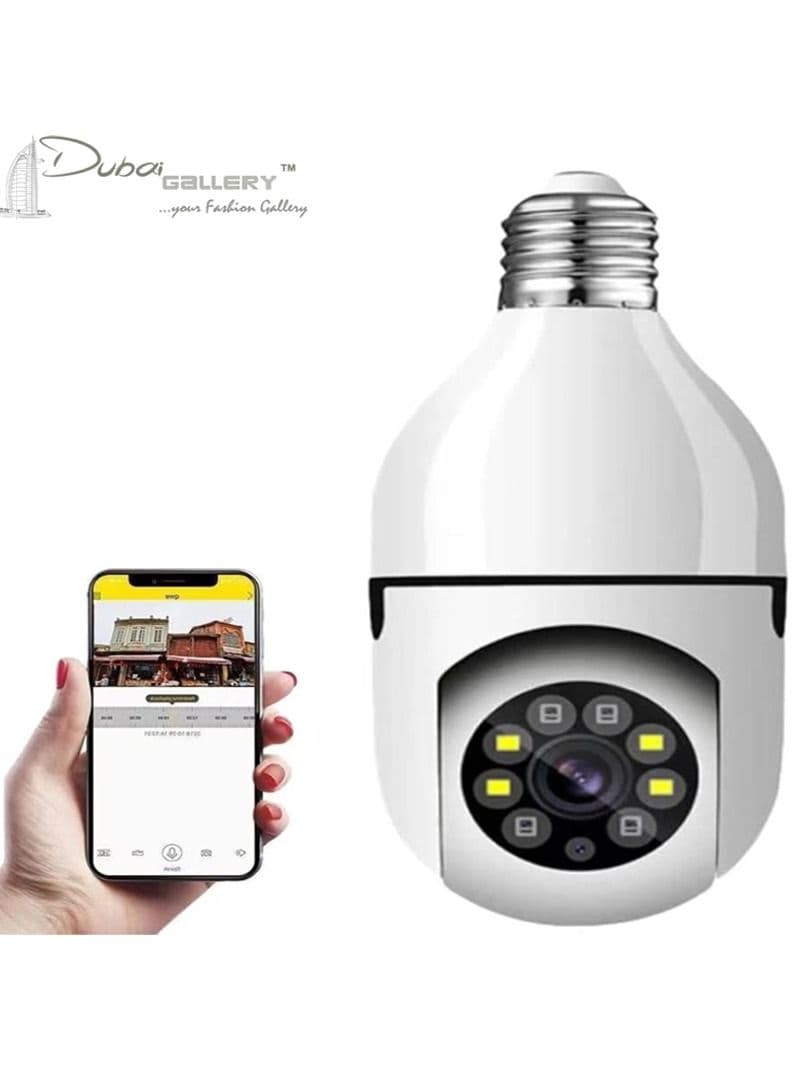 Bulb Camera, 1080P Security Camera System with 2.4GHz WiFi, 360 Degree Wireless Home Surveillance Cameras, Night Vision, Two Way Audio, Smart Motion Detection