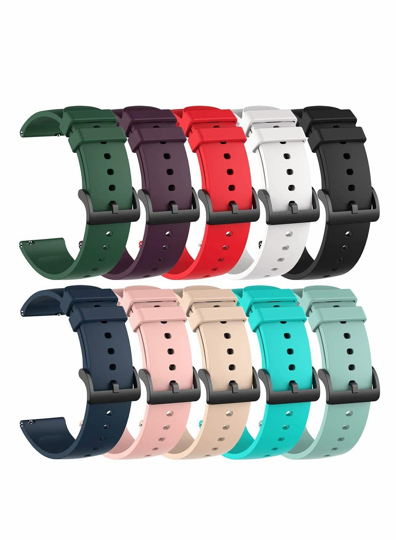 10 Pack Bands Compatible with Amazfit GTS/GTS2/GTS 3/GTS 2e/GTS 2 mini, 20MM Silicone Band Replacement Quick Release Watch Straps for Amazfit Bip U Pro/Bip/Bip Lite/Bip S/Bip S lite/Bip U