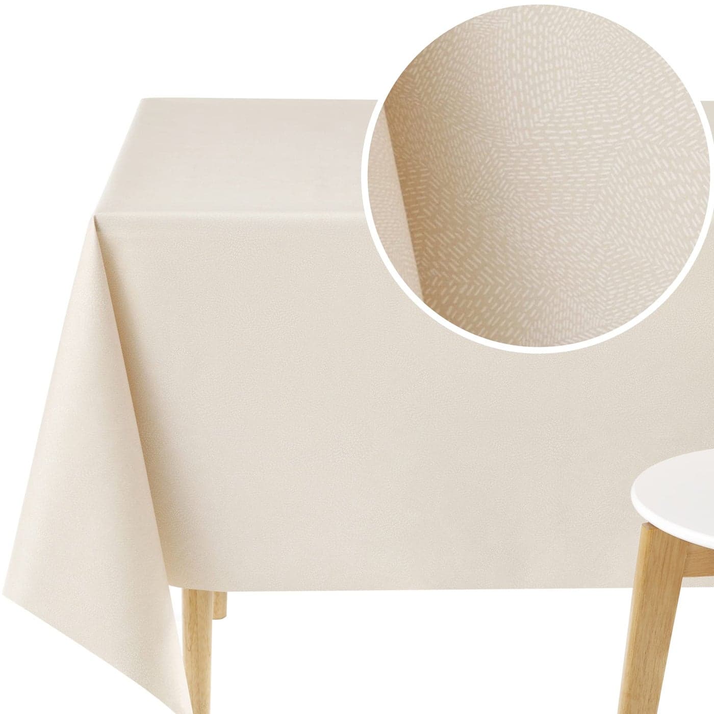 KP HOME Waterproof PVC Tablecloth Rectangle Oilcloth 78 X 55 in 200 X 140 cm Modern Dash Lines Table Clothes Wipe Clean Vinyl Dinning Wipeable Plastic Table Cover in Cream Beige