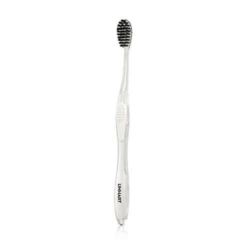 LINHART Extra Soft Toothbrush Teeth Whitening Toothbrush with Multi Length Bristles White with Black Bristles 1 Pack
