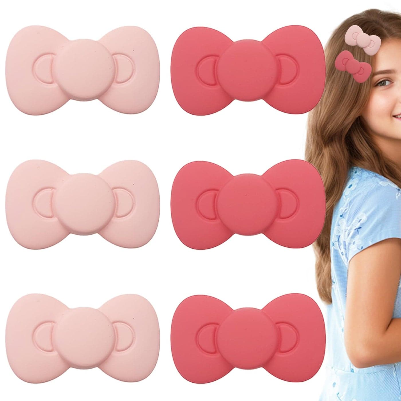 6 PACK Pink Bow Hair Clips for GirlsCute Bows Hair Barrettes Hairpin Alligator Clips Kawaii Hair Accessories for Women Girls