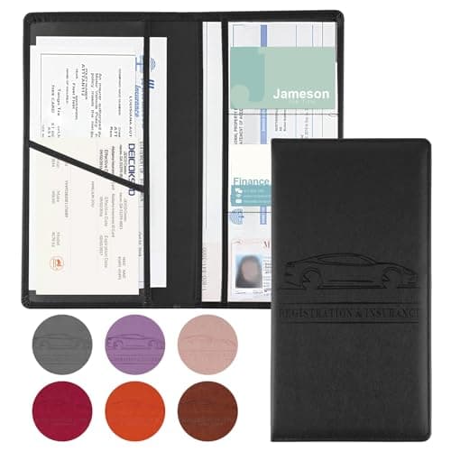 JUSTTOP 1Pack Car Registration and Insurance HolderCar Document Holder for Cards License with Magnetic ShutVehicle Glove Box Car Organizer for Documents Cards LicenseBlack