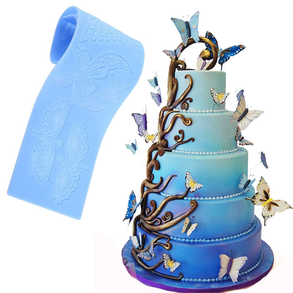 Anyana sugar edible butterfly dragonfly lace cake silicone Embossing Mat Texture fondant impression lace mat decorating mold gum paste cupcake topper tool icing candy imprint baking moulds sugarcraft