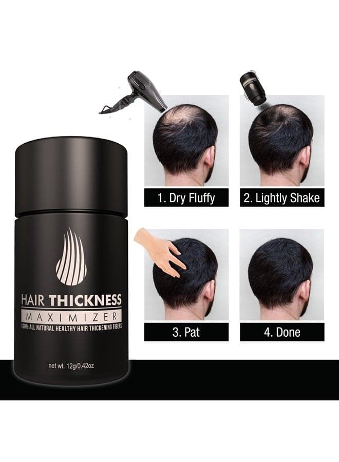 Hair Fibers For Thinning Hair For Women and Men. Hair Building Fibers. Unscented Plant Based Hair Loss Concealing Fillers for Instant Thickening of Balding, Receding Hair Spots, Scalp - Light Brown