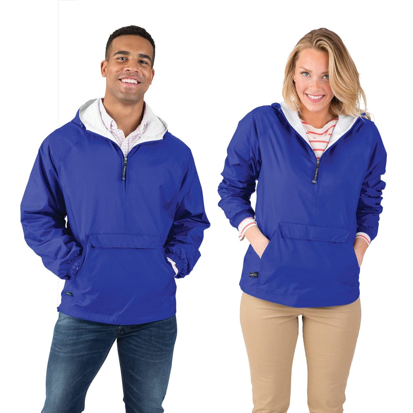 Charles River Apparel Wind WaterResistant Pullover Rain Jacket RegExt Sizes Royal L