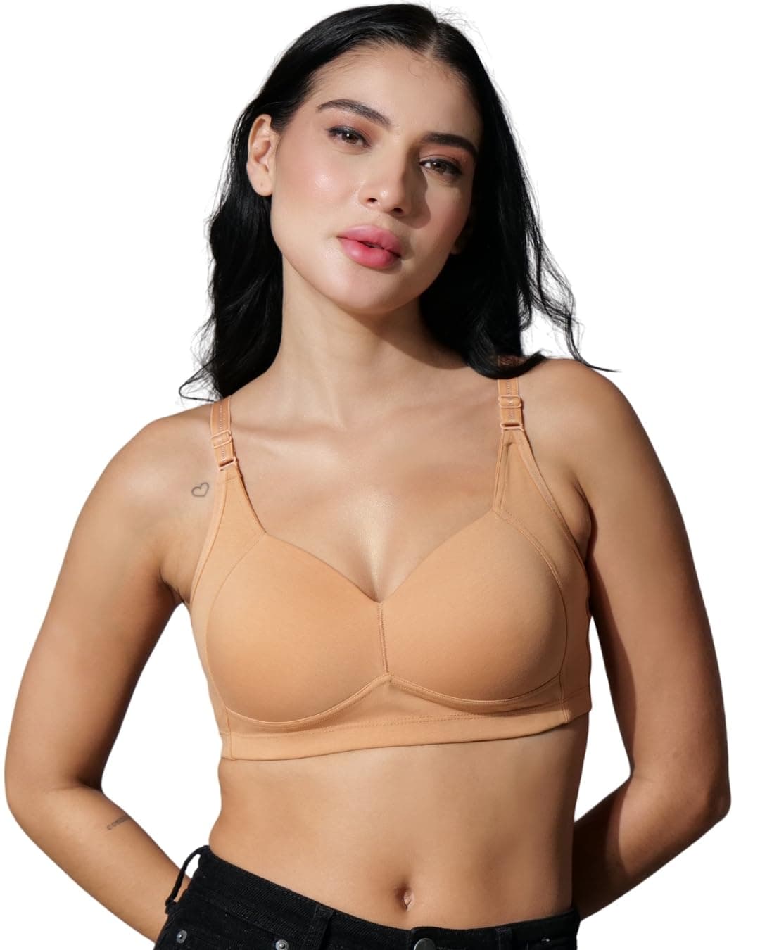 BODYSIZE Women's Everyday Wear Wire Free Padded Bra SF-29| Sweat Absorbent, Soft Cotton Lycra Fabric for Ultimate Comfort Skin