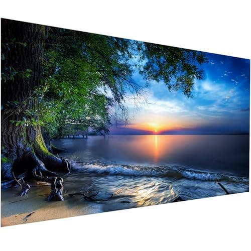 Diamond Painting Kits for AdultsLarge Sunset Ocean Beach Diamond Art Painting for Beginners Diamond Round 5D Full Drill Paint with Diamonds Pictures Gem Art Painting Kits DIY Crafts Kits 28X16in
