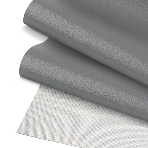 JERLITU Gray Lychee Grain Faux Leather Fabric 19x54 Marine Grade Waterproof Vinyl for Car Seats Furniture Upholstery DIY Craft Projects