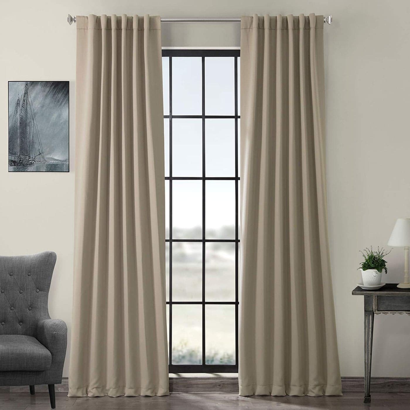 HPD Half Price Drapes Room Darkening Curtains 108 Inches Long for Bedroom Living Room 1 Panel 50 X 108 Classic Taupe