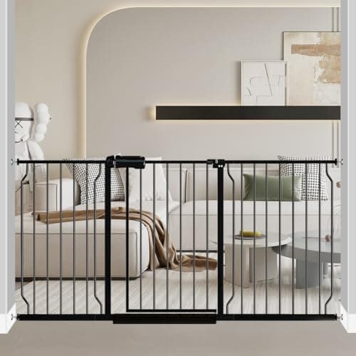 Fairy Baby Extra Wide Baby Gate Black 6267 Inch Wide Walk Through Pressure Mounted No Drill Long and Large Tension Gate for Pet and Kids