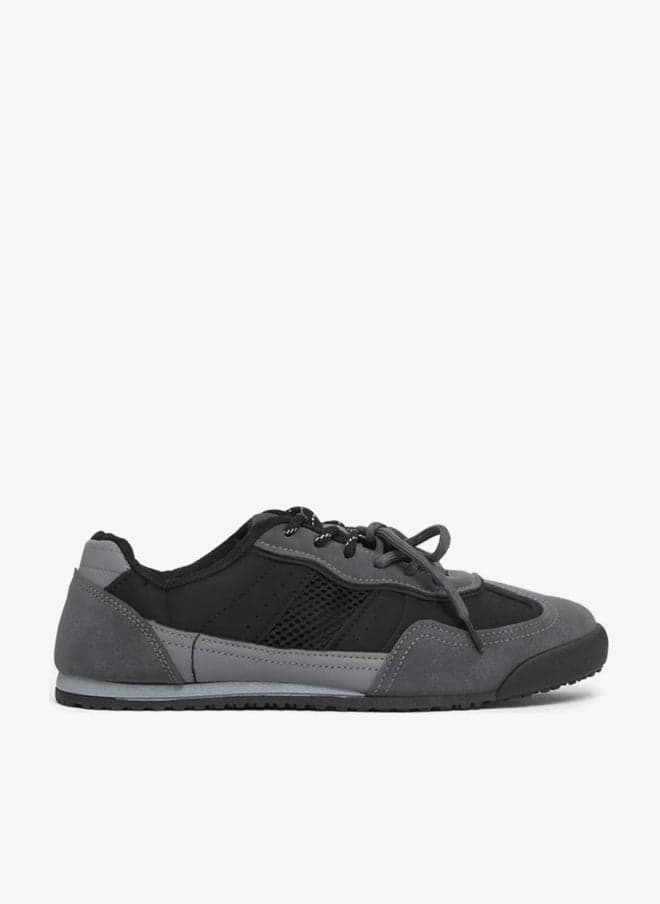 Black Retro Suede Paneled Sneakers