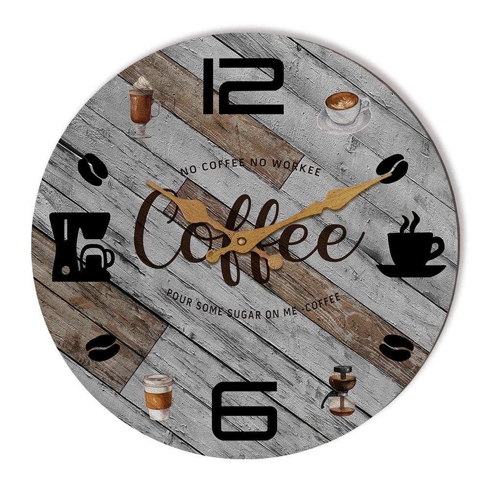 TIANCENTRAL H Rustic Kitchen Wall Clock Wooden Office Coffee Decor Wall Clocks 12 inches Silent Clocks for KitchenOfficeCoffee CornerCafe Shop Decoration