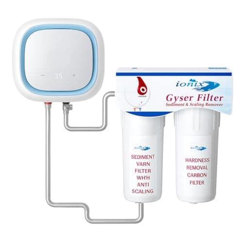 IONIX Geyser filter filter | Bathroom water softner for All water inlets, 1 Minute installation, Easy connection to Geyser inlet, Low & Easy maintenace