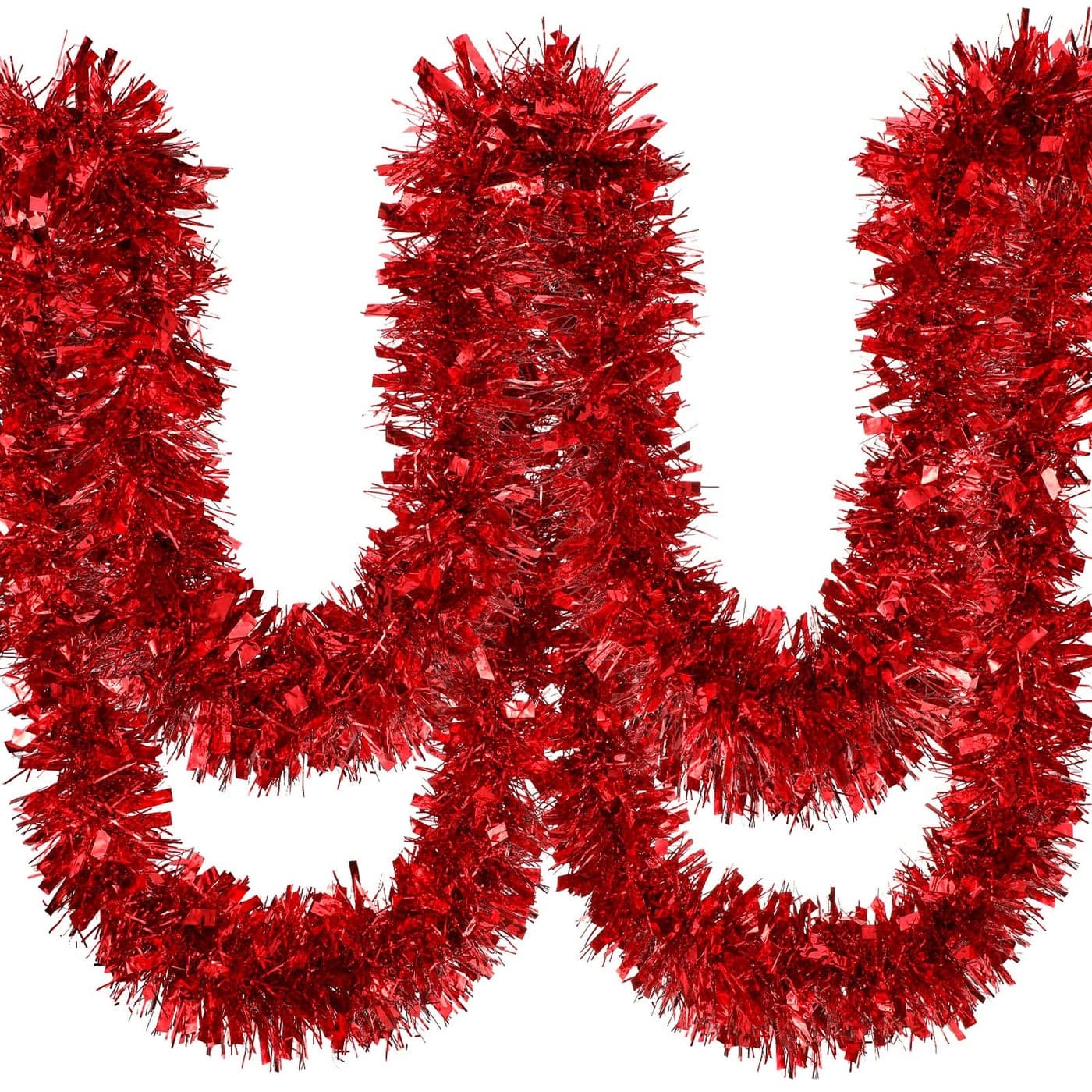 Dingion 59 Feet Christmas Tinsel Garlands Metallic Twist Garland Hanging Garland Ornaments for Halloween Christmas Tree Party Supplies Indoor and Outdoor DecorationShinnyRed