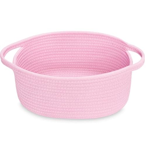 ABenkle Small Woven Baskets 12x8x5 Rope Baby Toy Storage Basket with Handle Durable Gift Basket Empty for Graduation Easter Christmas