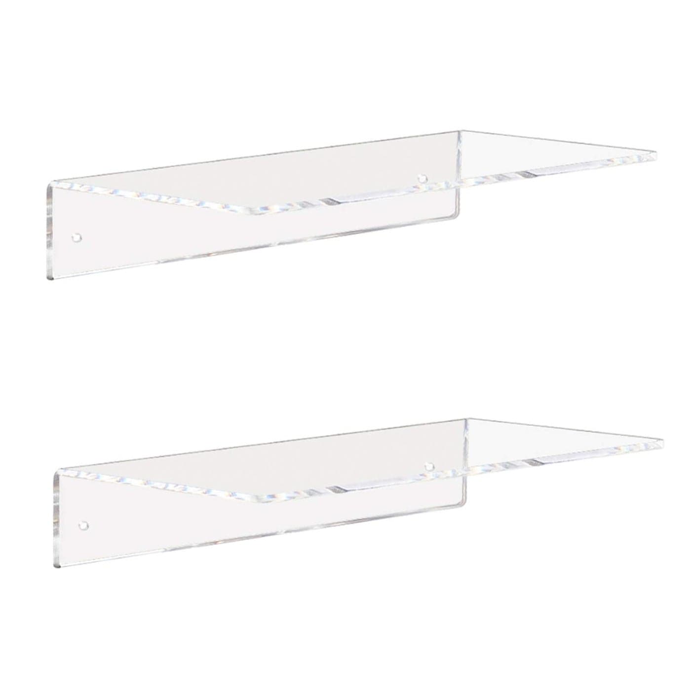 Weiai Clear Acrylic Shelves 12 Inch Floating Wall Mounted Shelf for Wall Storage Set of 2