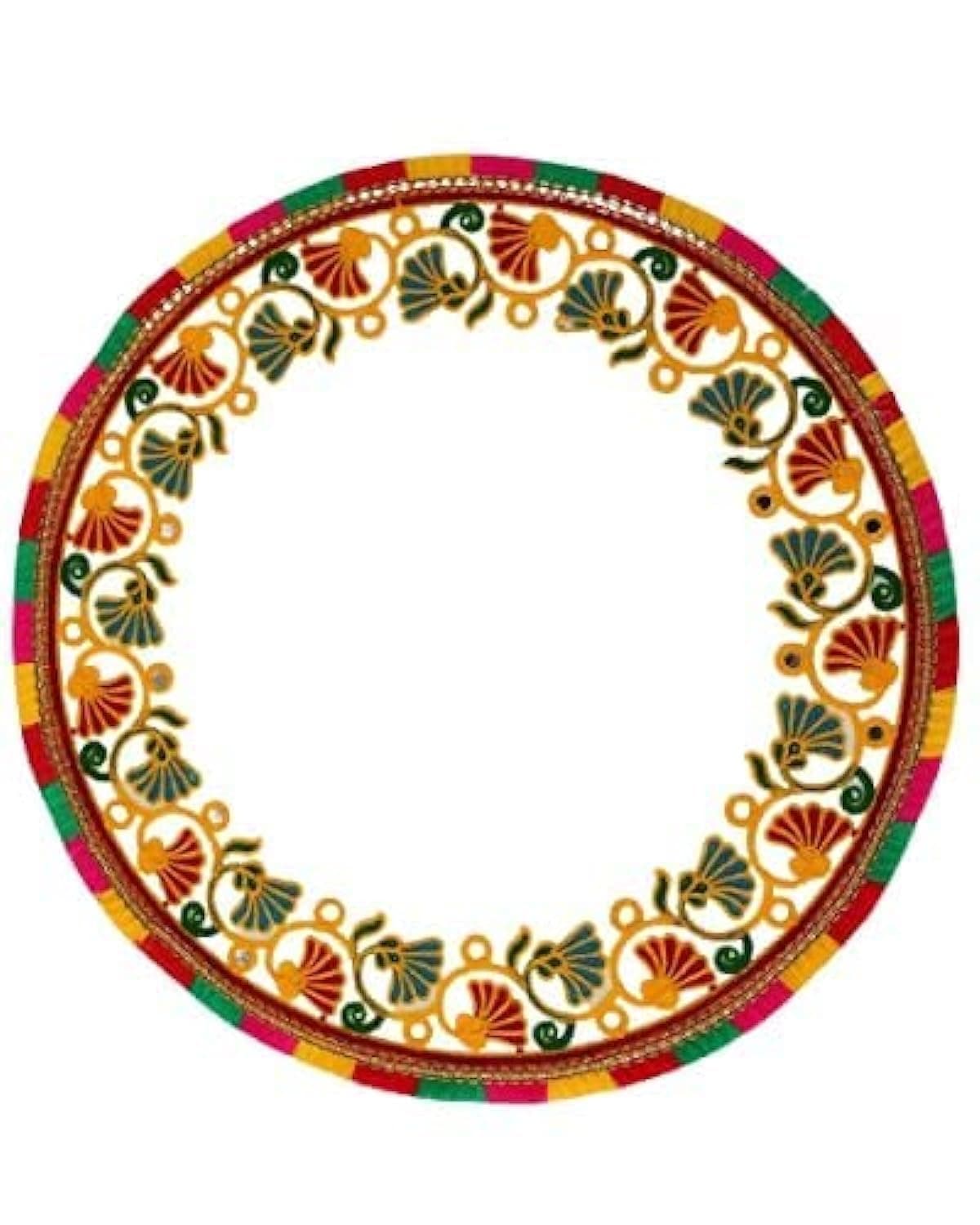 Bhavyam Kanku Pagla Cloth Rumal for Baby Women Bridle - Traditional Kutchi Hand Work Embroidered Footprint Rumal for Welcome New Born Baby Bride (1pcs/Round)