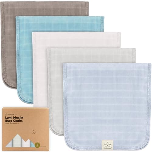 KeaBabies Cotton Muslin Burp Cloths Baby Boy Girl 5Pack Soft Absorbent Burping Cloth for Babies Large Baby Towels Washcloths for Newborn Spit Up Rags No Shrink 20x10 Nimbus