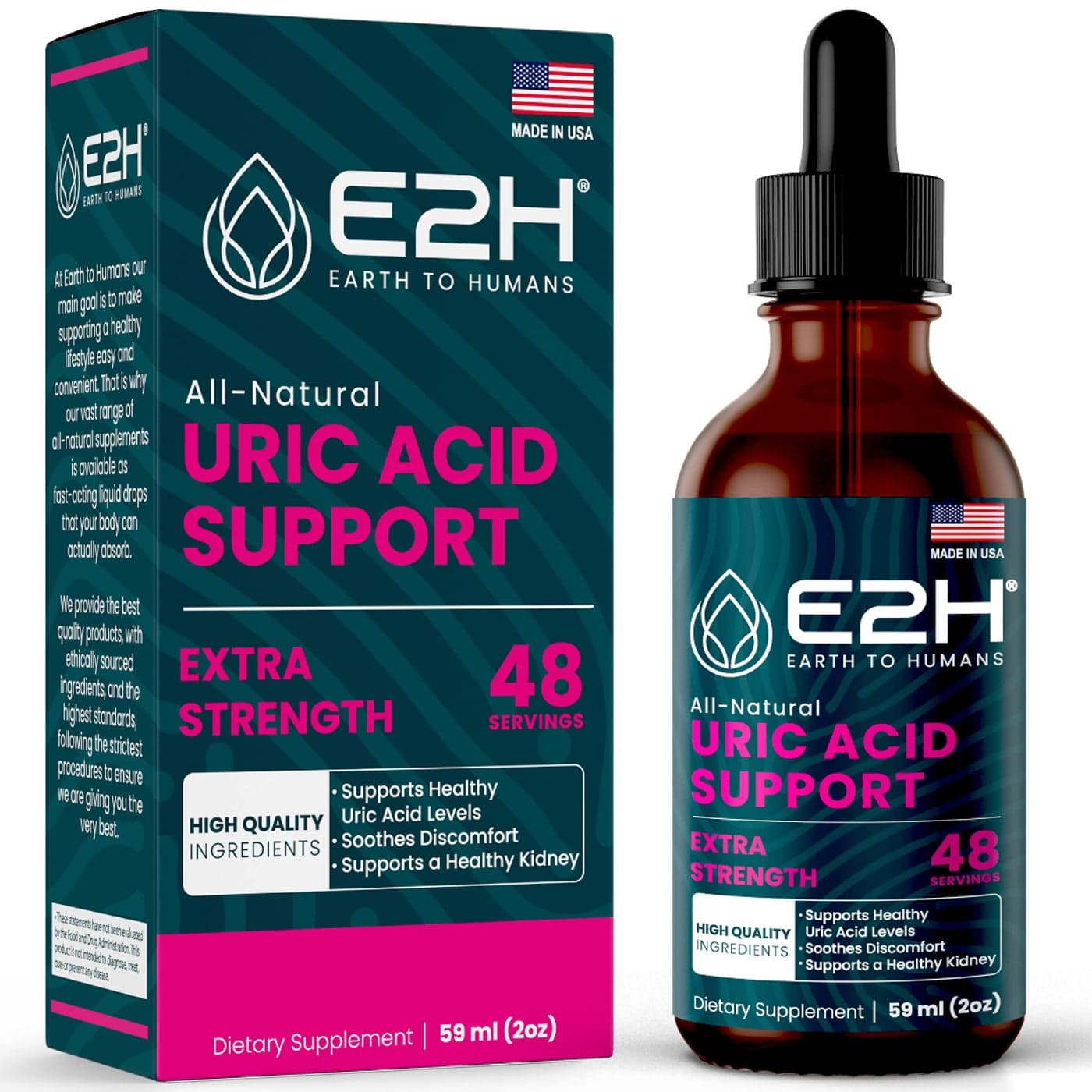 E2H Uric Acid Support Supplement Tart Cherry and Devils Claw Supports Uric Acid Health and Kidney Function NonGMO Vegan 2 Fl Oz