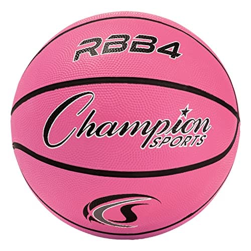 Champion Sports Rubber Intermediate Basketball, Heavy Duty - Pro-Style Basketballs, and Sizes - Premium Basketball Equipment, Indoor Outdoor - Sports Education Supplies (Size 6, Pink)