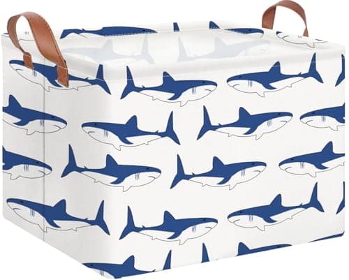 NTAOHAMPER Rectangular Storage BasketCollapsible Gift Basket with HandlesKids ToysBooks BoxRoom DecorShark